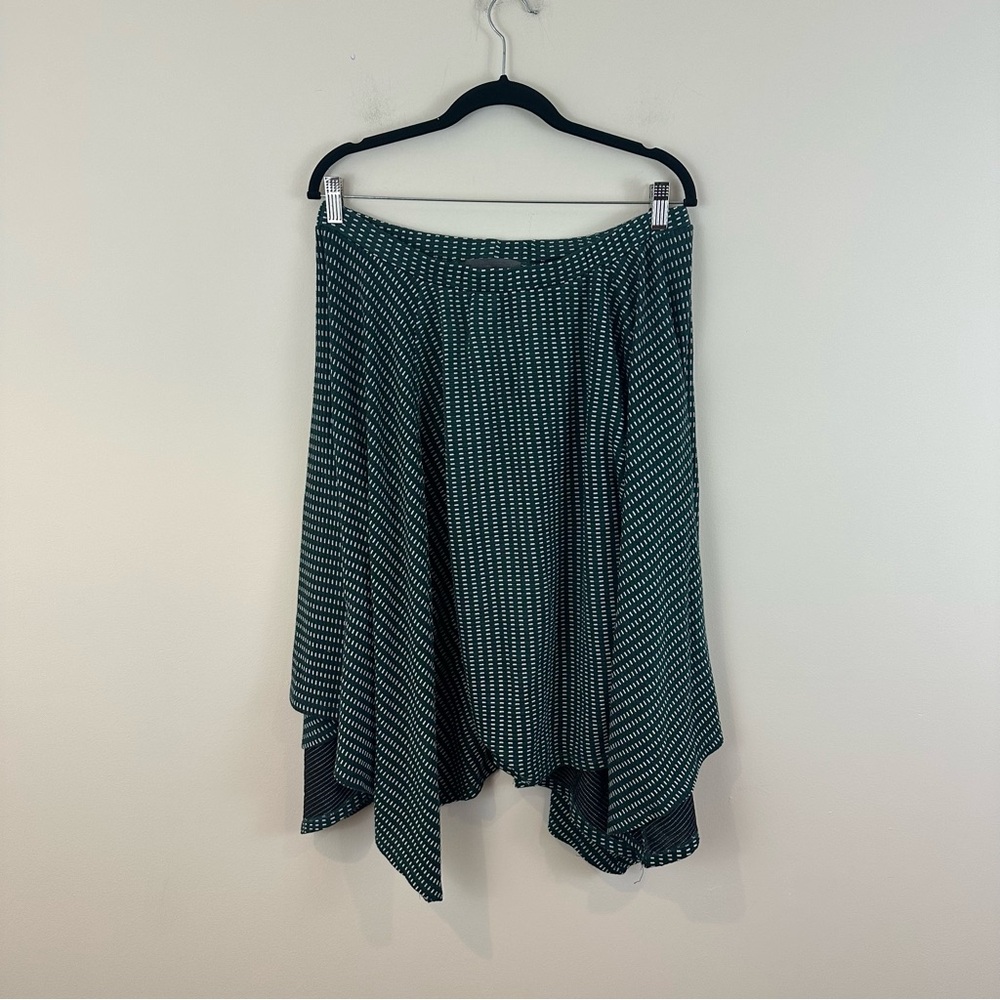 Sunday in Brooklyn Green Patterned Asymmetrical Midi Skirt Size XL Women's